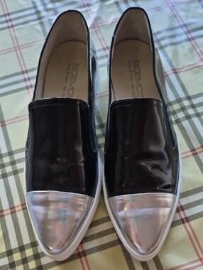 Boemos Italian Black Silver Slip On Shoes Flats Size 40